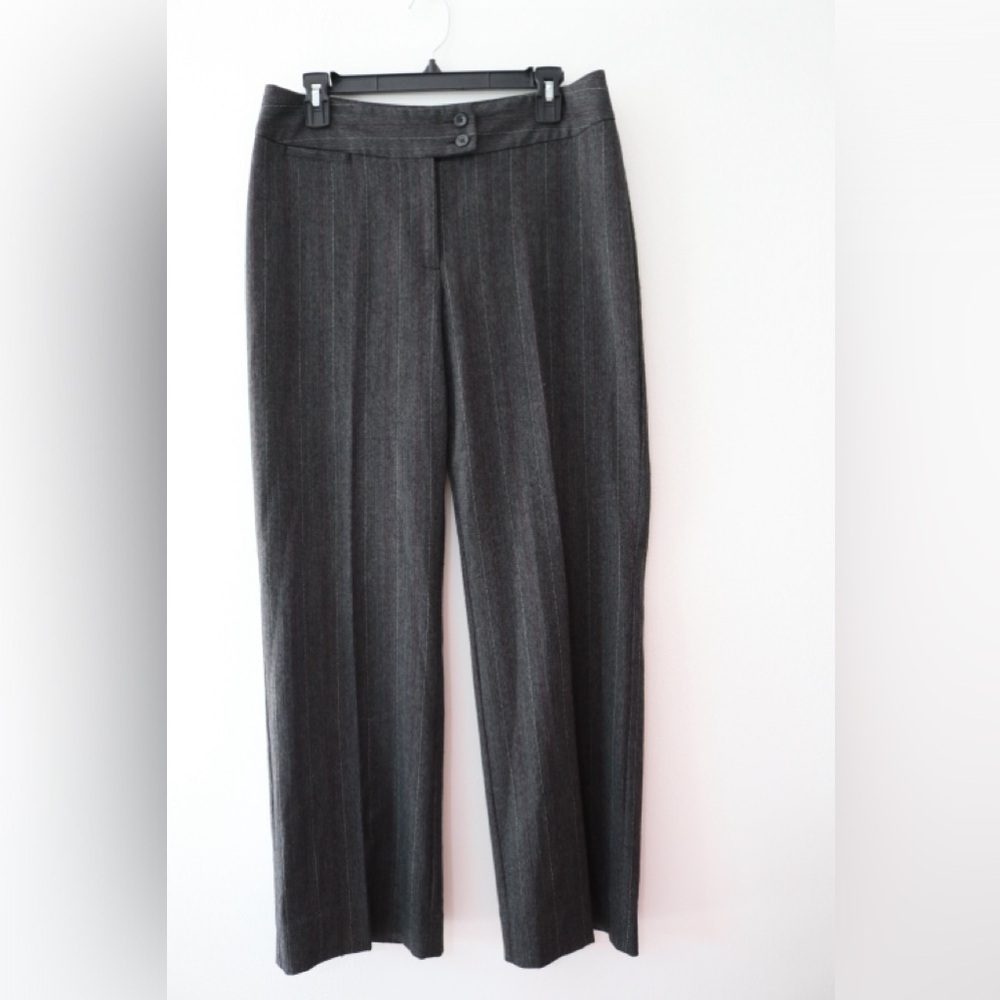 Chico's Gray Herringbone Stripes Pants Sz 1 Medium 10-12